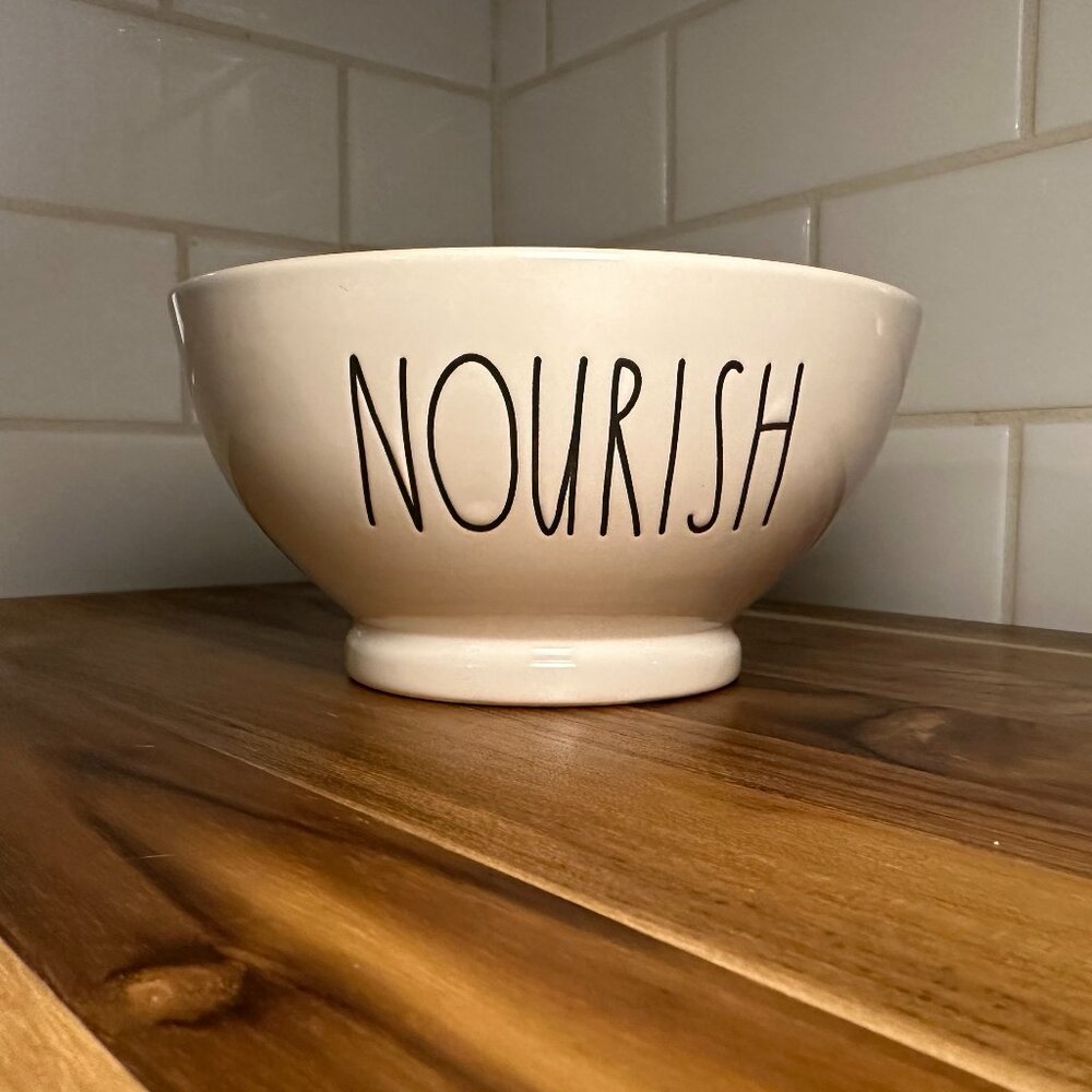 Rae Dunn 6” Ceramic Bowl – “NOURISH” – Artisan Collection